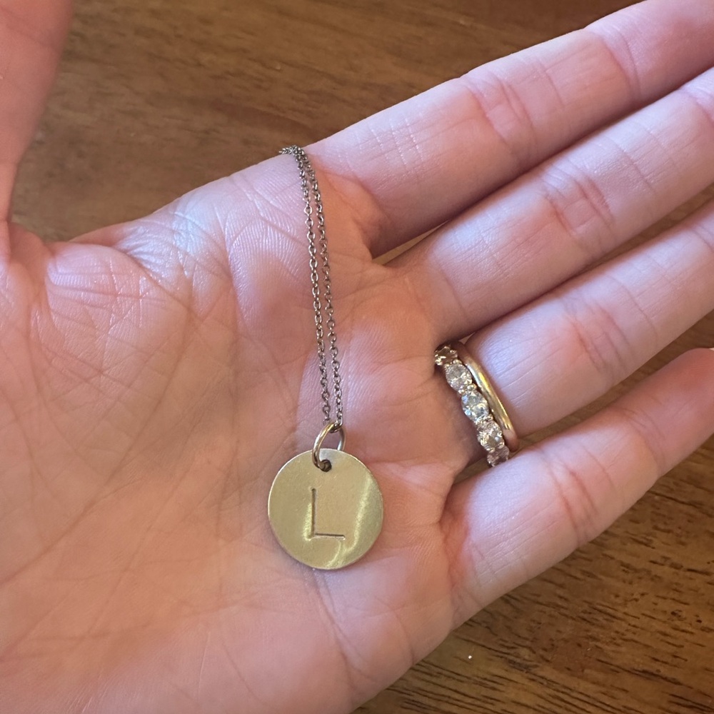 South Moon Under Gold L Initial Necklace